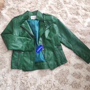 Womens green leather jacket